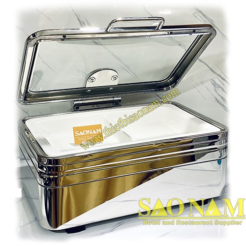 Thân nồi và khung chân làm từ inox cao cấp không gỉ sáng bóng phía dưới trang bị thêm đế cao su chống trượt.
