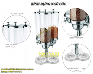 bình đựng ngũ cốc 4 lit 3 ngăn