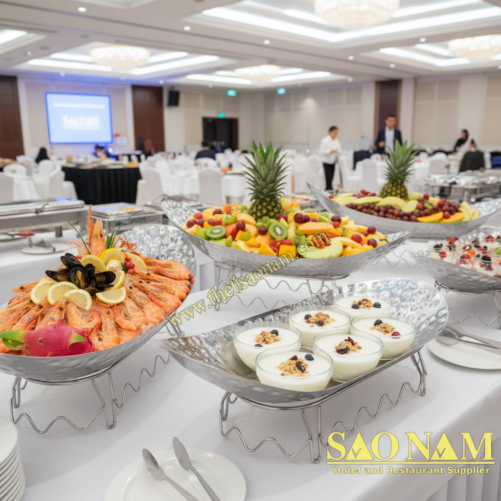 Bộ Thuyền Inox Trưng Bày Thức Ăn (lớn) SN#520136