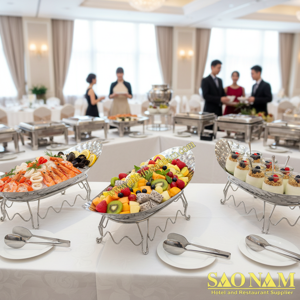 Bộ Thuyền Inox Trưng Bày Thức Ăn (vừa) SN#520137