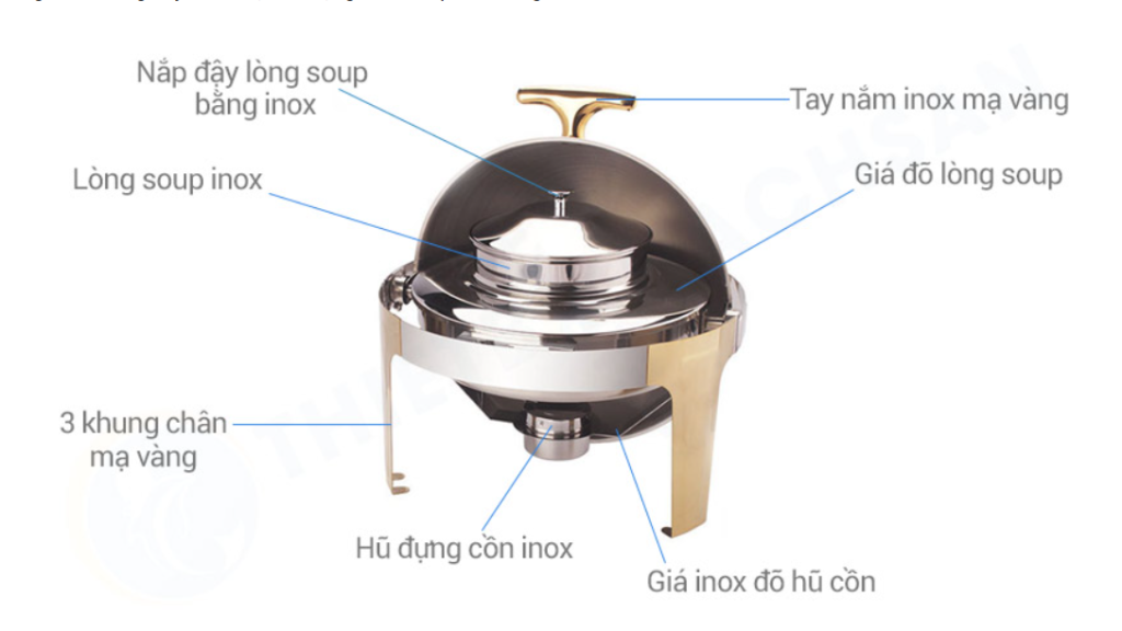 Cấu tạo Nồi Hâm Cháo – Soup Tròn Chân Vàng SN#520901