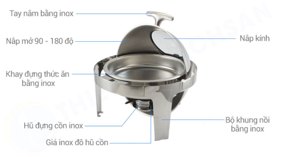 Cấu tạo Nồi Hâm Cháo – Soup Tròn Nắp Kiếng SN#520055