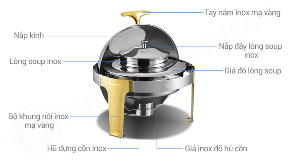Cấu tạo Nồi Hâm Cháo – Soup Tròn Nắp Kiếng SN#520905