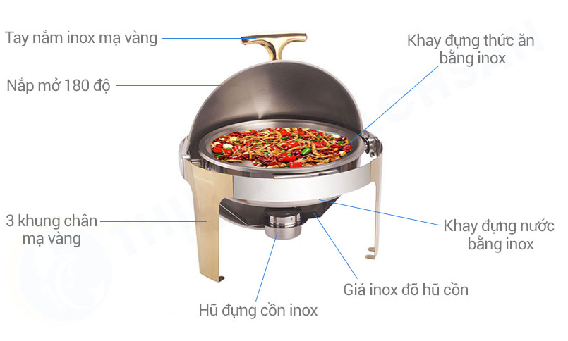 Cấu tạo Nồi Hâm Thức Ăn Tròn Chân Vàng SN#520035