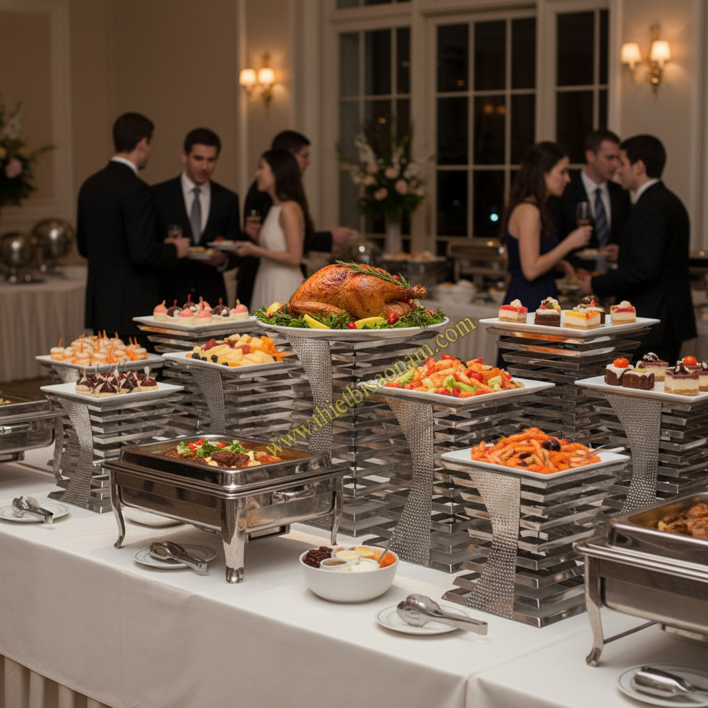 Chân Đế Inox Decor – Phụ Kiện Nâng Tầm Trang Trí Buffet Chuyên Nghiệp