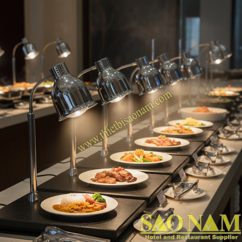 Đèn Hâm Nóng Thức Ăn Inox Để Đá Đen 1 Bóng SN#520809