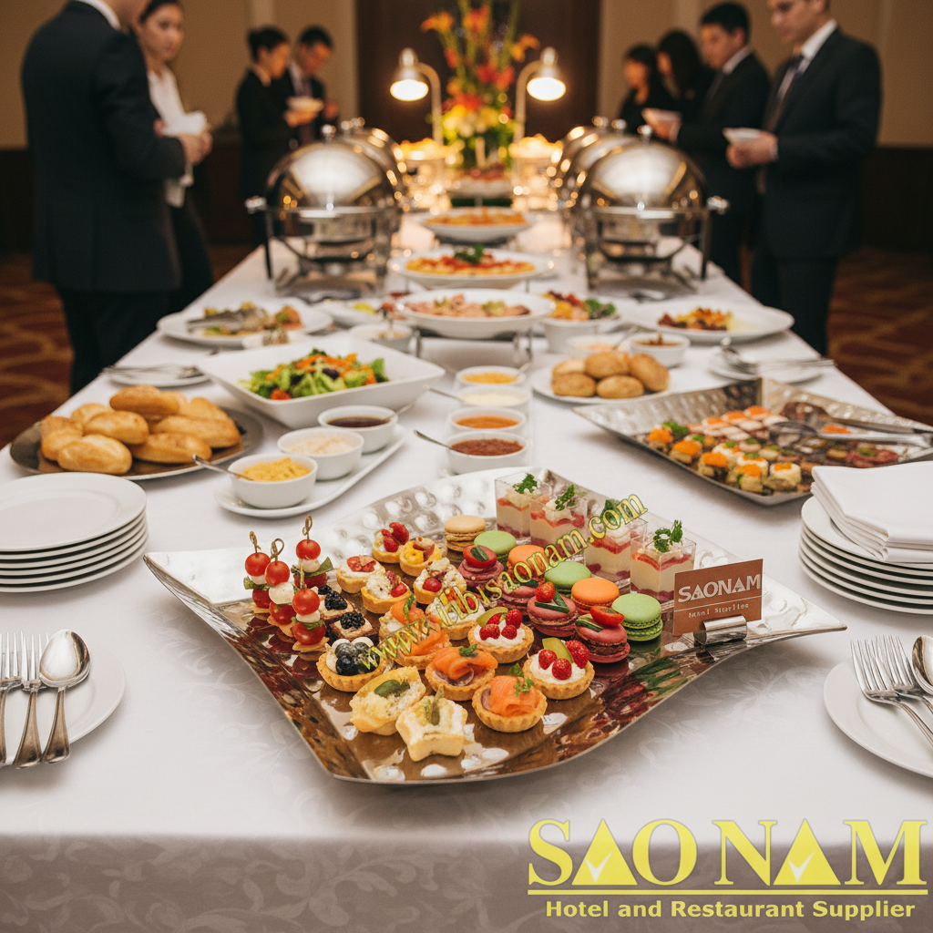 Dĩa Inox Trưng Bày Thức Ăn Chữ S SN#520110