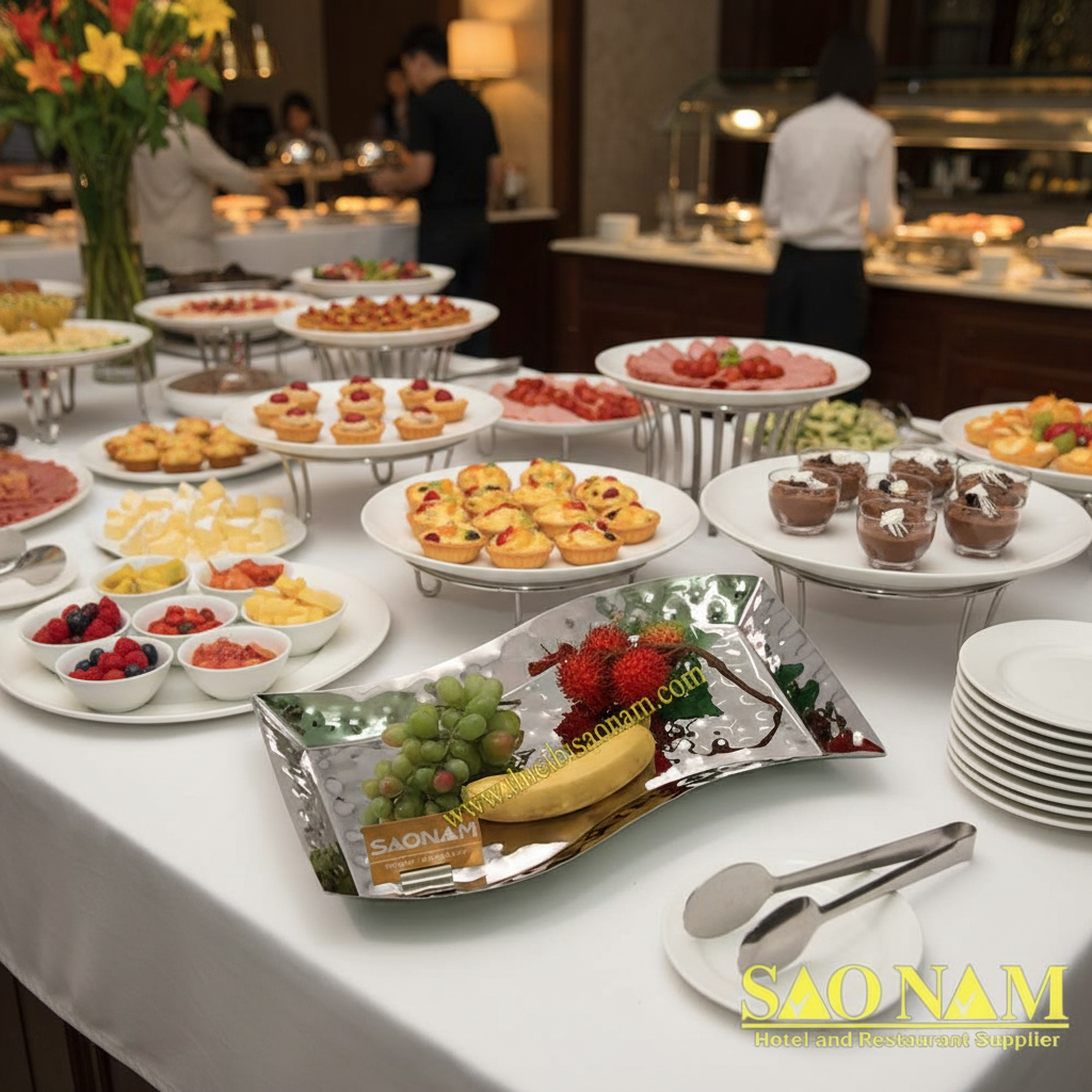 Dĩa Inox Trưng Bày Thức Ăn Chữ S – SN#520109