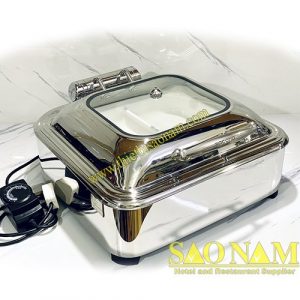 Nồi Hâm Soup Buffet Vuông Nắp Kiếng SN#520014