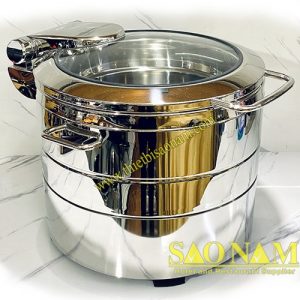 Nồi Hâm Buffet Tròn Thấp Nắp Kiếng SN#520023