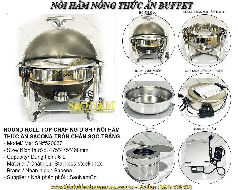 Nồi Hâm Thức Ăn Tròn Chân Sọc Trắng 