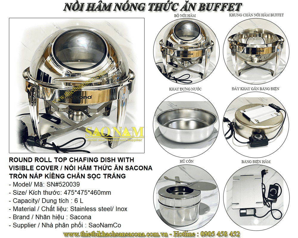 Nồi Hâm Thức Ăn Tròn Nắp Kiếng Nồi Hâm Thức Ăn Tròn Nắp Kiếng