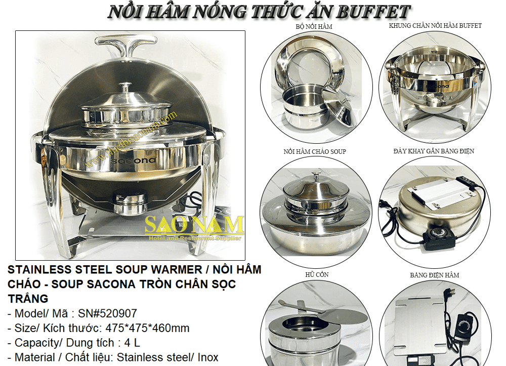 Nồi Hâm Cháo - Soup Tròn Chân Sọc Trắng 