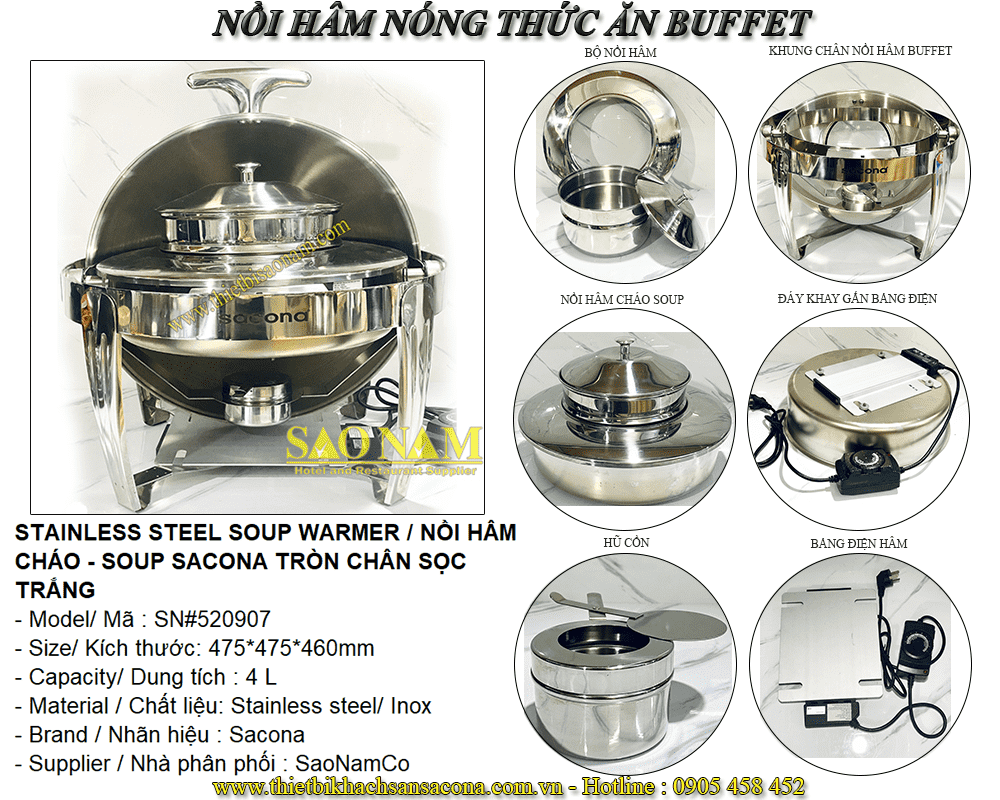 Nồi Hâm Cháo - Soup Tròn Chân Sọc Trắng 