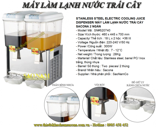 Máy Slush Làm Lạnh Nước Trái Cây 2 Ngăn