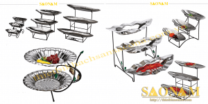 ke trang tri buffet theo tầng