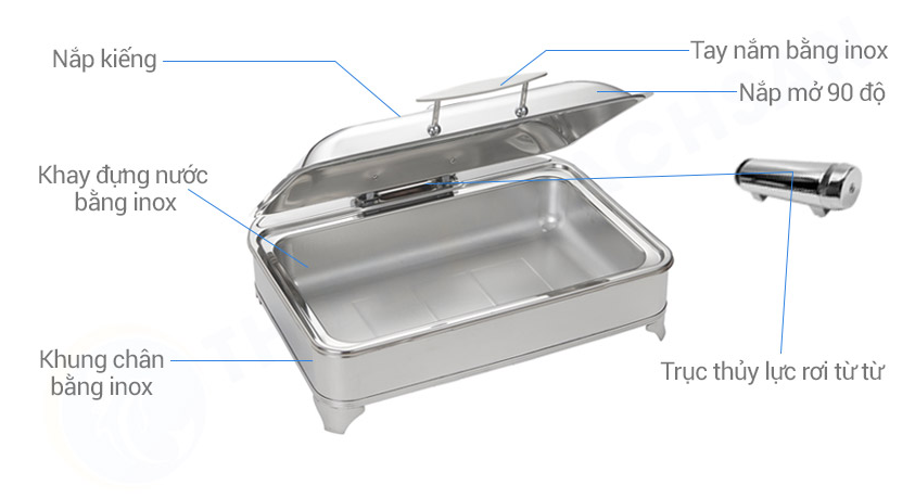Cấu tạo Nồi Hâm Thức Ăn Sacona Tròn Nắp Kiếng Dùng Điện SN#520892