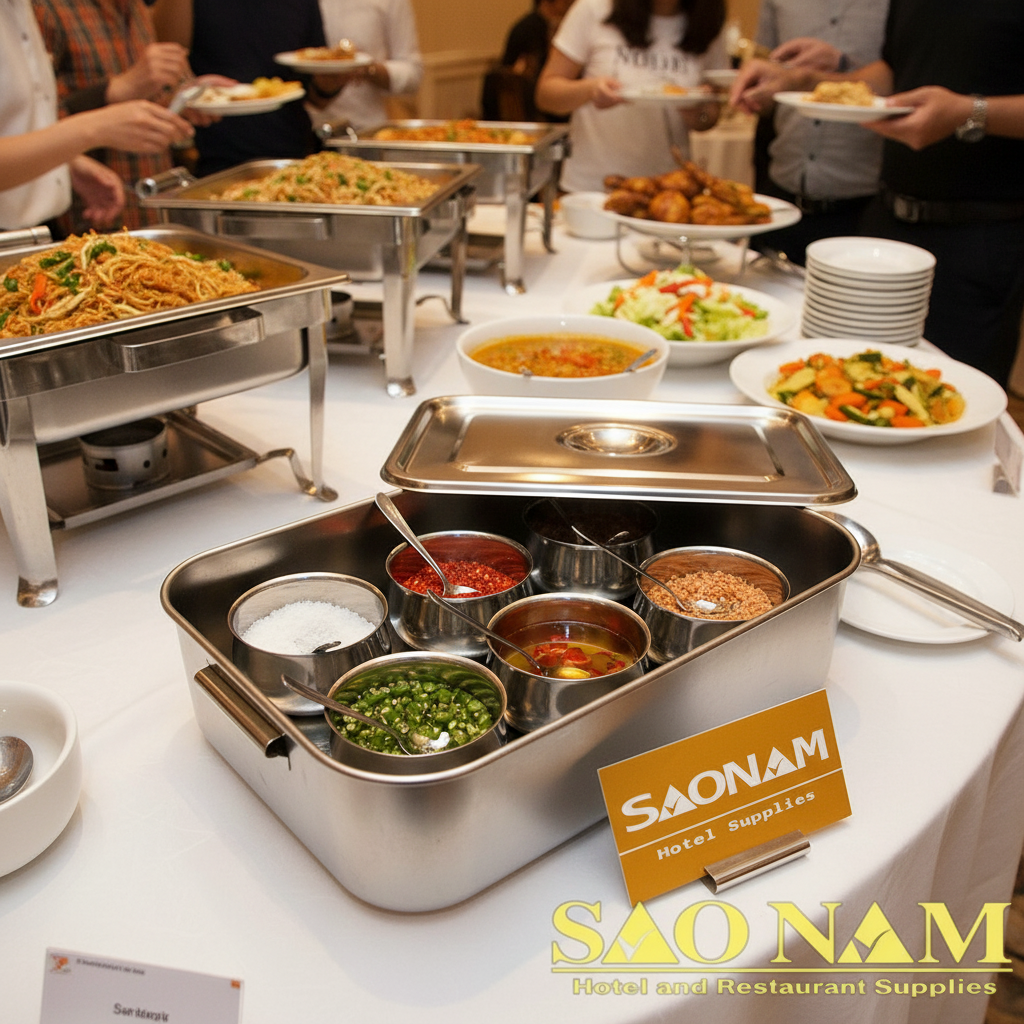 Khay Inox Lớn 1 Ngăn Có Quai SN#530049