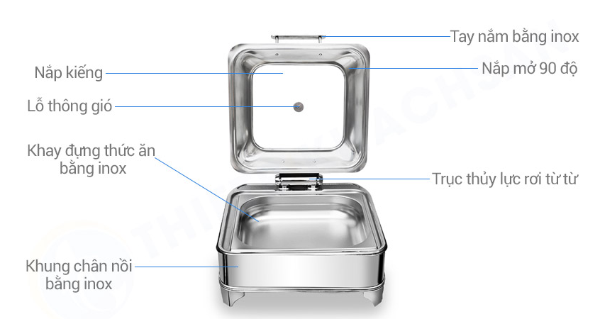 Nồi Hâm Thức Ăn Sacona Vuông Nắp Kiếng Dùng Điện SN#520891