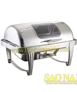 Nồi Hâm Thức Ăn Sacona Hình Chữ Nhật Nắp Kính Chân Sọc Trắng SN#520040