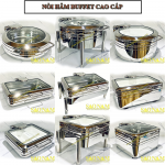 Bộ 3 mẫu nồi hâm buffet nắp kính thủy lực cao cấp mới nhất Nồi hâm thức ăn buffet nắp kính
