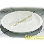 Khay sứ trưng bày thức ăn buffet có sẵn tại An Giang khay sứ tròn 2 ngăn chữ S