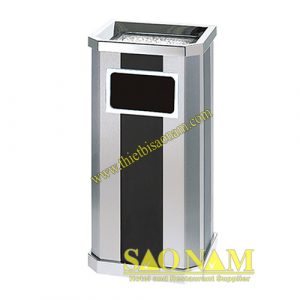 Thùng Rác Inox Vuông Có Gạt Tàn