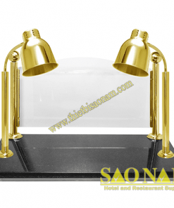 Đèn Hâm Nóng Thức Ăn 2 Bóng Inox Vàng Mặt Đá Chữ Nhật Đen SN#520817