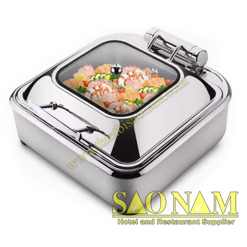 Nồi Hâm Thức Ăn Sacona Vuông Nắp Kiếng Dùng Điện