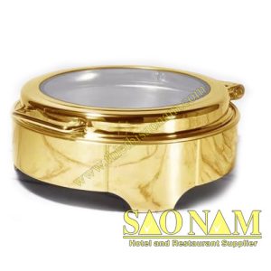 Nồi Hâm Thức Ăn Sacona Tròn Nắp Kính Dùng Điện ( Mạ Vàng ) SN#650632