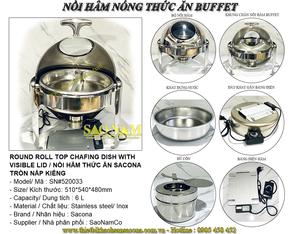 Nồi Hâm Cháo – Soup Tròn Nắp Kiếng – Giải Pháp Giữ Nóng Chuyên Nghiệp Cho Mọi Bữa Tiệc Buffet
