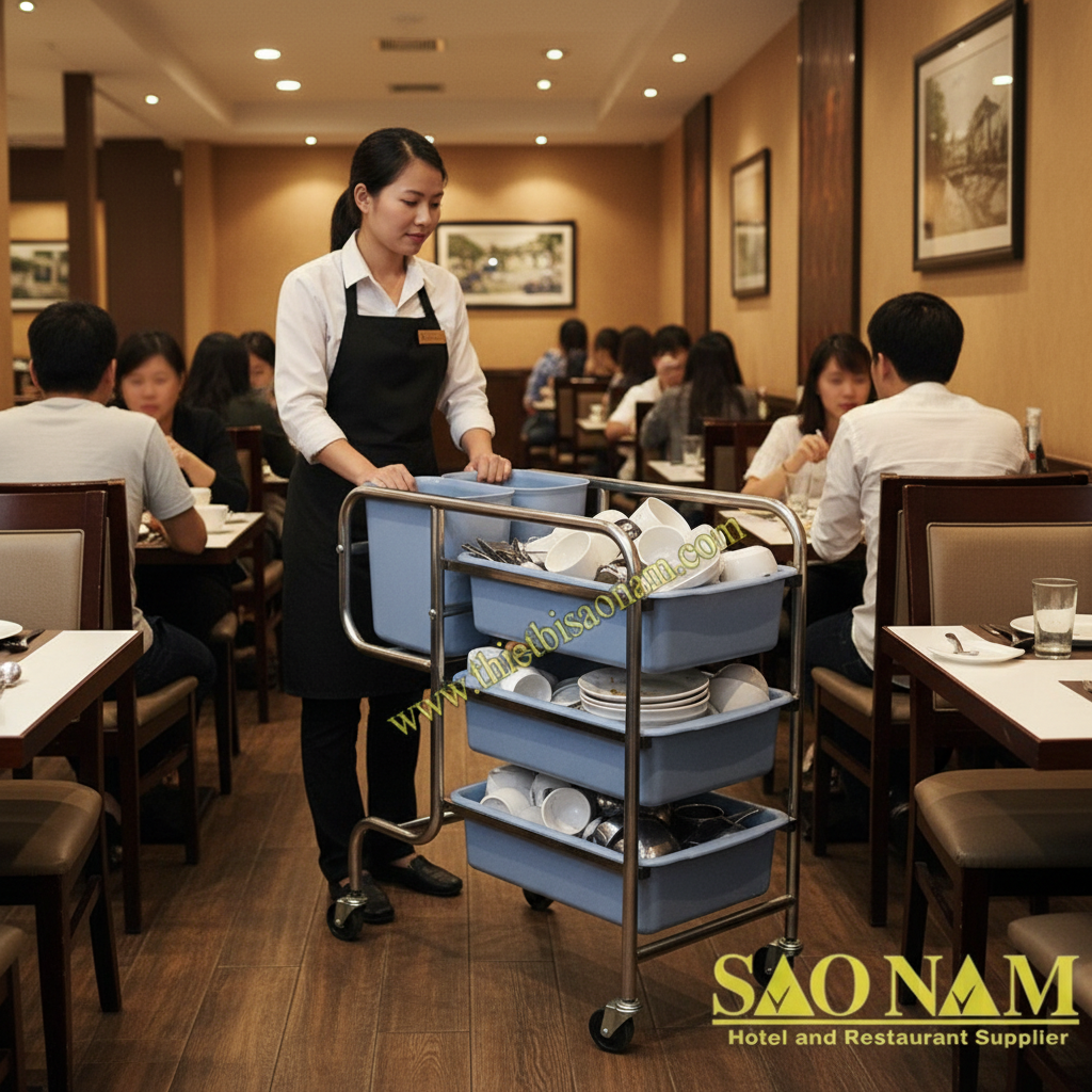 Xe đẩy phục vụ inox và nhựa tốt: Lựa chọn nào phù hợp với nhà hàng của bạn?