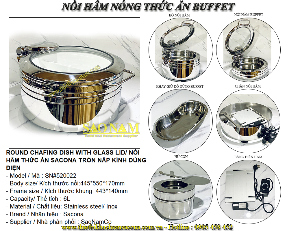 Nồi hâm Buffet tròn inox nắp kiếng: Khi sự trong suốt tôn vinh món ăn