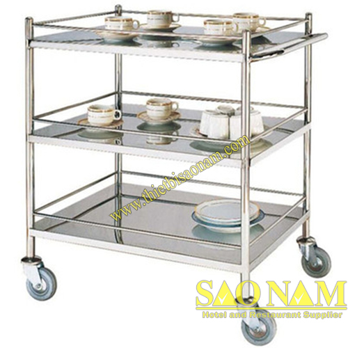Xe đẩy phục vụ inox: Giải pháp vận hành chuyên nghiệp cho nhà hàng, khách sạn