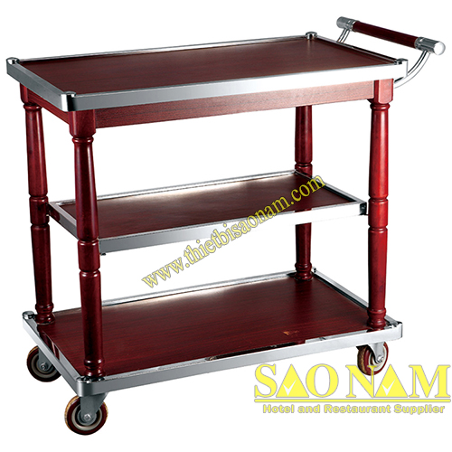 Xe đẩy phục vụ gỗ: Khi nét mộc mạc nâng tầm không gian phục vụ chuyên nghiệp